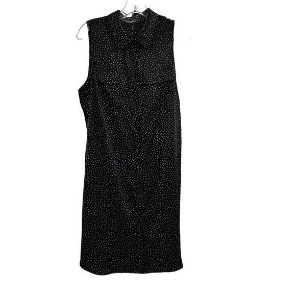 Violets & Roses Sleeveless Button Down Black/White Polka Dot Shift Dress 12 New - Picture 1 of 10
